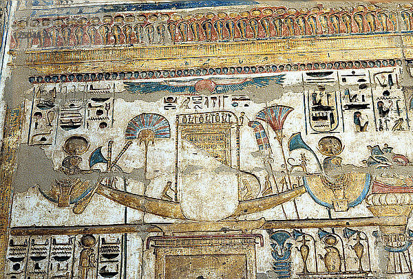 Bemaltes Wandrelief  Tempel von Ramses III  Medinet Habu  Ägypten  12. Jahrhundert v. Chr. Künstler: Unbekannt