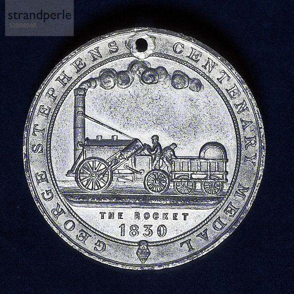 Medaille zum Gedenken an den hundertsten Geburtstag von George Stephenson  Eisenbahningenieur  1881. Künstler: Unbekannt