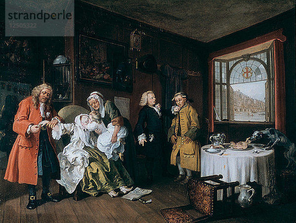 Heirat nach Art des Hauses: 6. Der Tod der Dame  um 1743. Künstler: William Hogarth