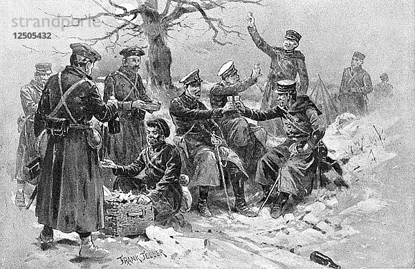 Japanische und russische Soldaten verbrüdern sich  Russisch-Japanischer Krieg  1904-5. Künstler: Unbekannt