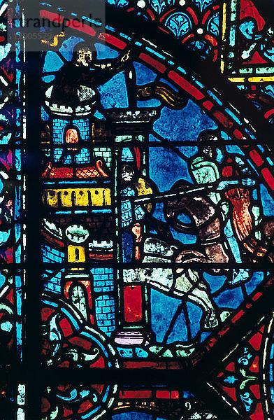 Schlacht um eine Stadt  Glasmalerei  Kathedrale von Chartres  Frankreich  um 1225. Künstler: Unbekannt
