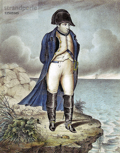 Napoleon I.  Kaiser von Frankreich  im Exil. Künstler: Unbekannt