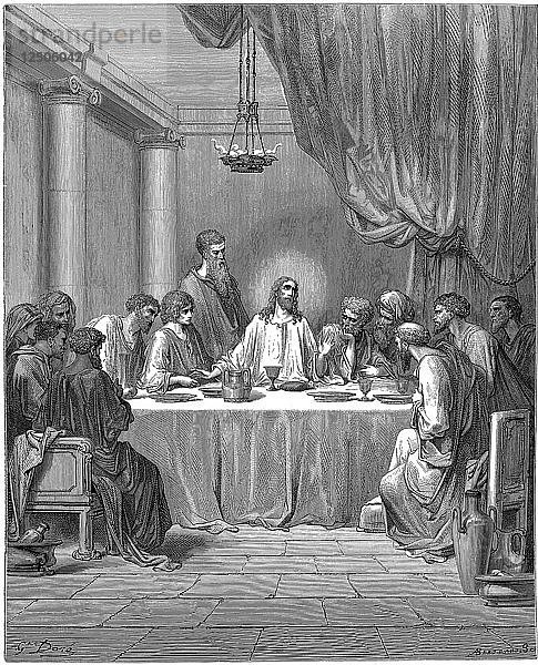 Jesus und seine Jünger beim letzten Abendmahl  1866. Künstler: Gustave Doré