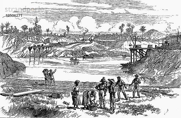 Szene aus dem Versuch von de Lesseps  den Panamakanal zu graben  1888. Künstler: Unbekannt