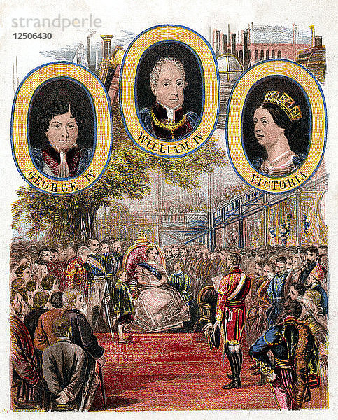Königin Victoria bei der Eröffnung der Weltausstellung  Crystal Palace  London  1. Mai 1851. Künstler: Unbekannt