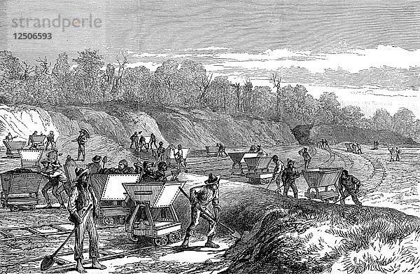 Grabung des Panamakanals  1888. Künstler: Unbekannt