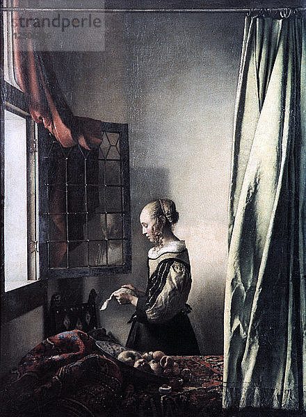 Mädchen  das an einem offenen Fenster einen Brief liest  um 1657. Künstler: Jan Vermeer