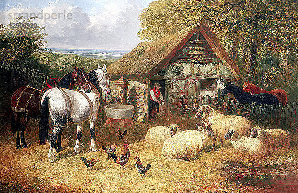 Szene auf einem Bauernhof  (ca. 1840-c1900?). Künstler: John Frederick Herring II
