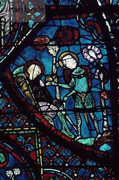 Baudoin pflegt den sterbenden Roland  Glasmalerei  Kathedrale von Chartres  Frankreich  1194-1260. Künstler: Unbekannt