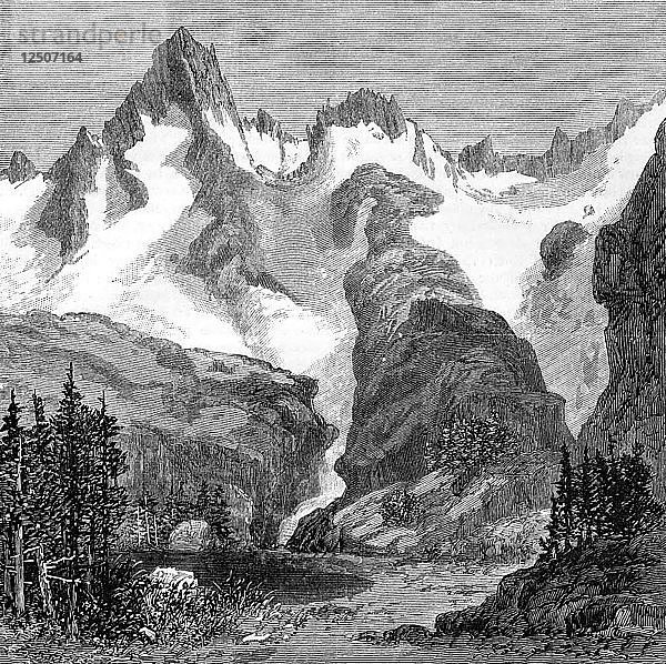 Rush Creek Glacier  an den Osthängen der Sierra Nevada  Kalifornien  USA  1875. Künstler: Unbekannt