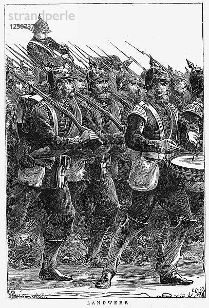 Preußische Soldaten auf dem Marsch  Französisch-Preußischer Krieg  September 1870. Künstler: Unbekannt