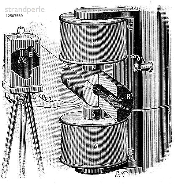 Apparat  der von Pierre und Marie Curie bei ihren Forschungen über Radium verwendet wurde  1904. Künstler: Unbekannt