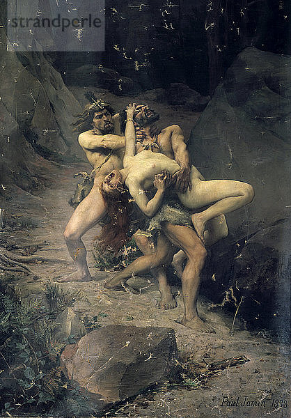 Eine Vergewaltigung in der Steinzeit  1888. Künstler: Paul Joseph Jamin