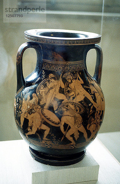 Griechische Vase mit Figuren von kämpfenden Kriegern. Künstler: Unbekannt