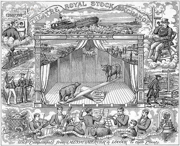 Neujahrsgrüße des Börsenmaklers Mercer Locock an seine Kunden  1894. Künstler: Unbekannt