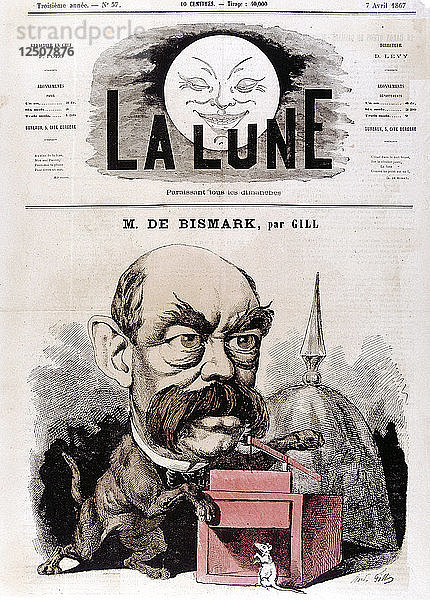 Otto von Bismarck deutscher Staatsmann  als konservativer Abgeordneter und Deichinspektor  1867. Künstler: Andre Gill
