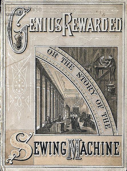 Umschlag von Genius Rewarded  oder die Geschichte der Singer-Nähmaschine  1880. Künstler: Unbekannt