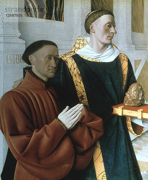 Etienne Chevalier und der heilige Stephanus  um 1450. Künstler: Jean Fouquet