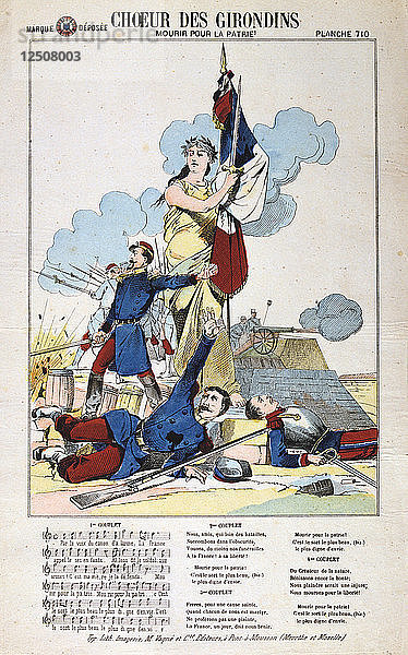 Choeur des Girondins  Liedblatt  Französisch-Preußischer Krieg  1870-1871. Künstler: Anon