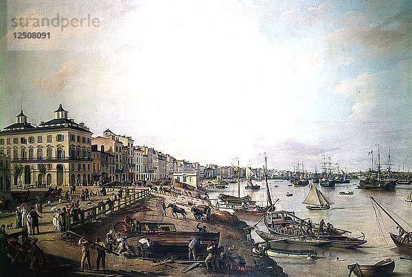 Der Hafen von Bordeaux  Frankreich  1804. Künstler: Pierre Lacour I