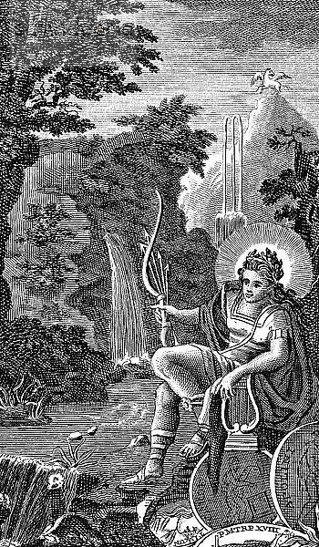 Apollo  antiker griechischer Gott der Musik  der Poesie  des Bogenschießens  der Prophezeiung und der Heilung  1798. Künstler: Unbekannt