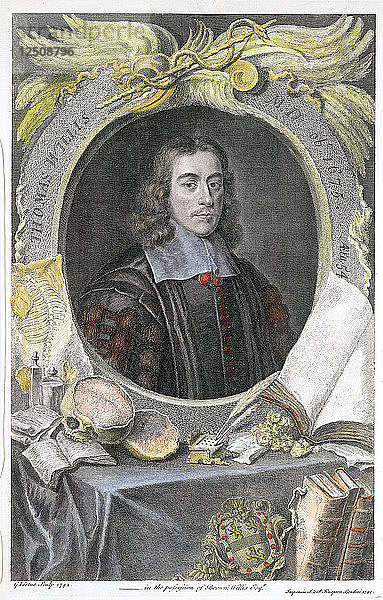 Thomas Willis  englischer Arzt des 17. Jahrhunderts  1742. Künstler: George Vertue