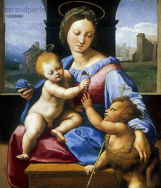 Madonna und Kind mit dem Täufling (Garvagh-Madonna)  um 1509-1510. Künstler: Raphael