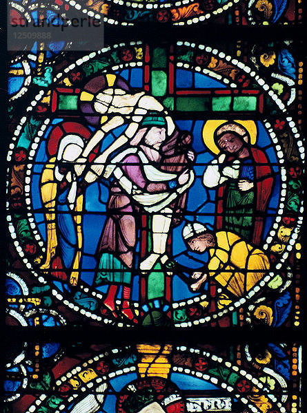 Der Abstieg vom Kreuz  Glasmalerei  Kathedrale von Chartres  Frankreich  1194-1260. Künstler: Unbekannt