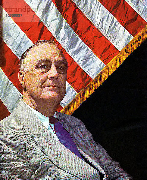 Franklin Delano Roosevelt (1882-1945)  32. Präsident der USA 1932-1945  um 1943. Künstler: Unbekannt