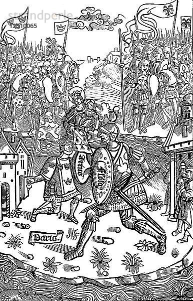 König Artus im Kampf mit einem Riesen  1514. Künstler: Unbekannt