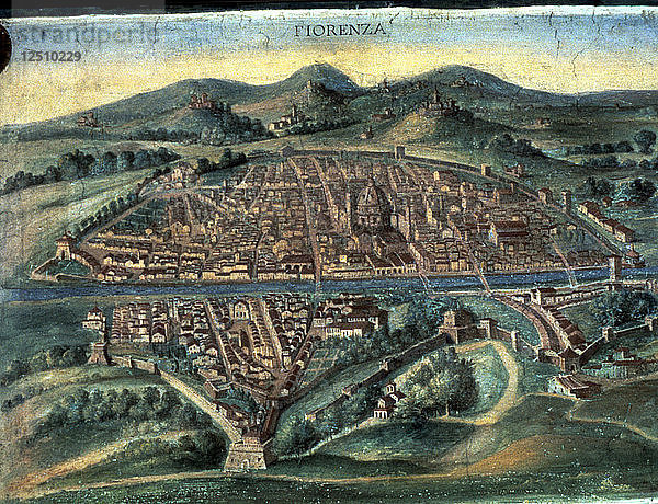 Karte von Florenz  15. Jahrhundert. Künstler: Unbekannt