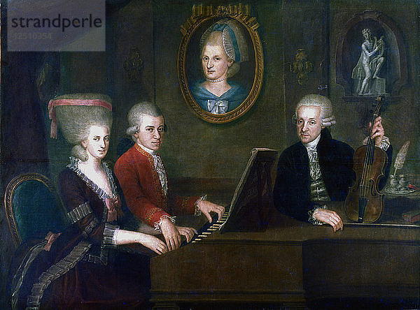 Die Familie Mozart  1780-1781. Künstler: Johann Nepomuk Della Croce