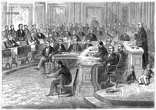 Die Amtsenthebung von Andrew Johnson  5. März 1868  (1872). Künstler: Unbekannt