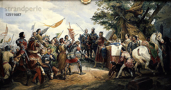Schlacht von Bouvines  27. Juli 1214 (1827). Künstler: Horace Vernet