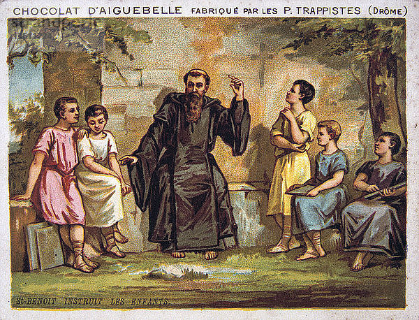 Der Heilige Benoît unterrichtet die Kinder  19. Jahrhundert. Künstler: Unbekannt