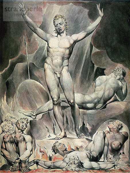 Satan erweckt die rebellischen Engel  1808. Künstler: William Blake