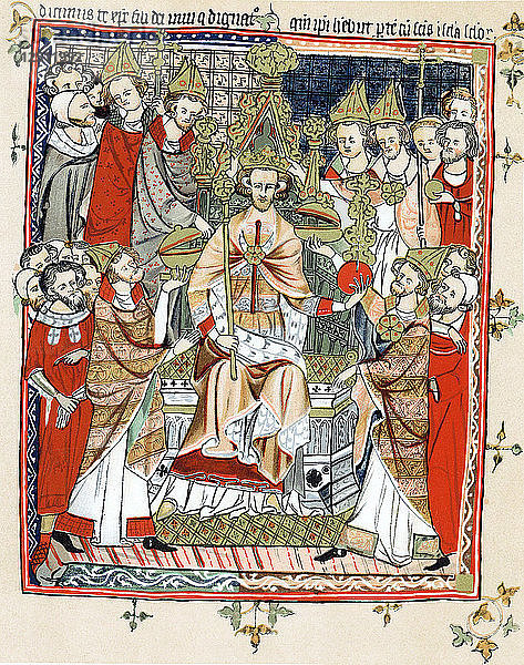 Krönung und Salbung eines Königs  13. Jahrhundert. Künstler: Unbekannt