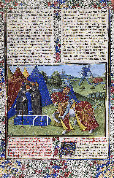 Seite aus Le Livre de Lancelot du Lac (Das Buch des Herrn Lancelot vom See)  15. Jahrhundert. Künstler: Unbekannt