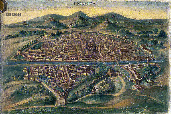 Karte von Florenz  15. Jahrhundert. Künstler: Anon