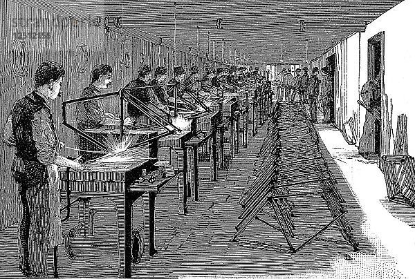 Schweißen von Fahrradrahmen in einer amerikanischen Fabrik  1900. Künstler: Unbekannt
