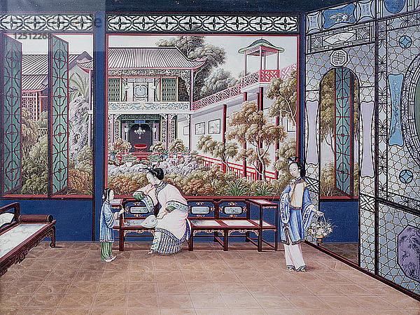 Chinesische häusliche Szene  um 1820. Künstler: Unbekannt