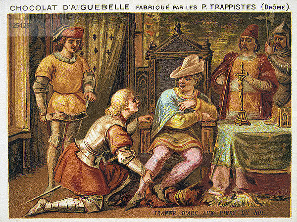 Jeanne d'Arc zu Füßen von Karl VII.  um 1429  (Ende 19. Jahrhundert). Künstler: Unbekannt