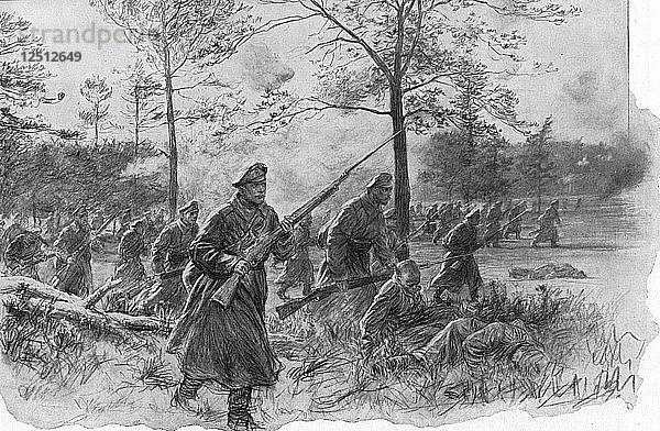 Russische Infanterie bei der Brusilow-Offensive gegen Österreich-Ungarn  Erster Weltkrieg  1916. Künstler: Unbekannt