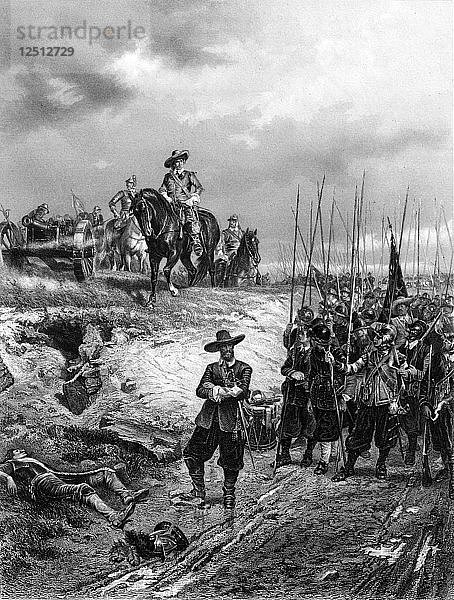 Englische Bürgerkriege: Oliver Cromwell (1599-1658) in der Schlacht von Marston Moor  2. Juli 1644. Künstler: Unbekannt