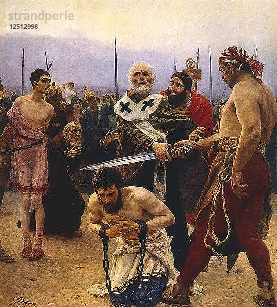St. Nikolaus rettet drei Unschuldige vor der Hinrichtung  um 1888. Künstler: Ilja Repin