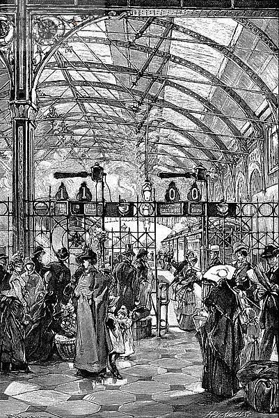 Fahrkartenschalter im Bahnhof von Philadelphia  Pennsylvania  USA  1890. Künstler: Unbekannt