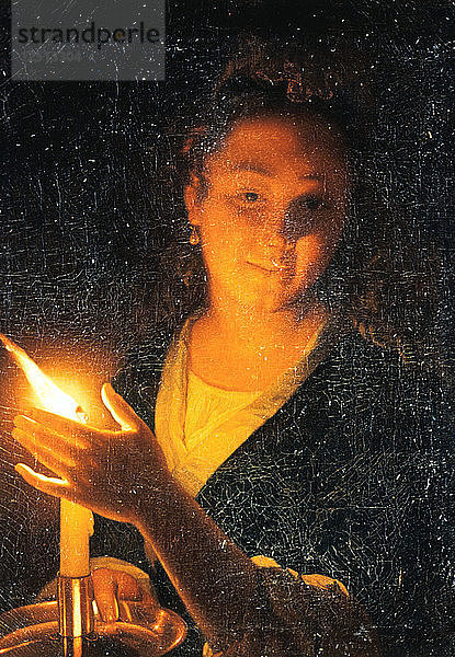 Frau mit Kerze  Ende 1660er Jahre. Künstler: Gottfried Schalcken