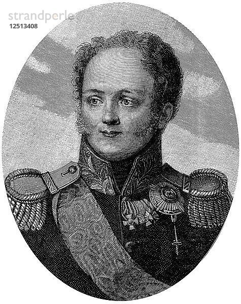 Alexander I. (1777-1825)  Zar von Russland ab 1801  in Militäruniform. Künstler: Unbekannt