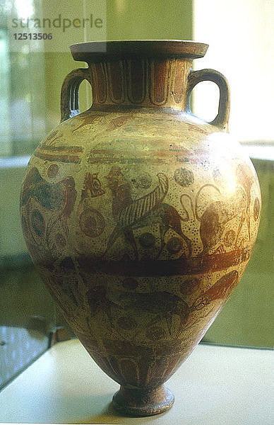 Etruskische Amphore  verziert mit mythischen Tieren  7. bis 6. Jahrhundert v. Chr. Künstler: Unbekannt