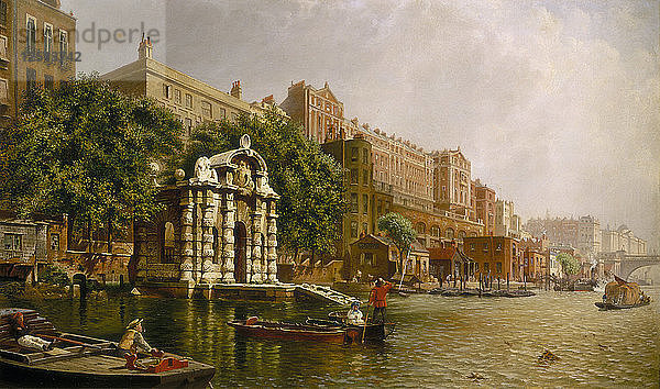 York Water Gate und das Adelphi vom Fluss aus gesehen 1872. Künstler: John Scorrer OConnor